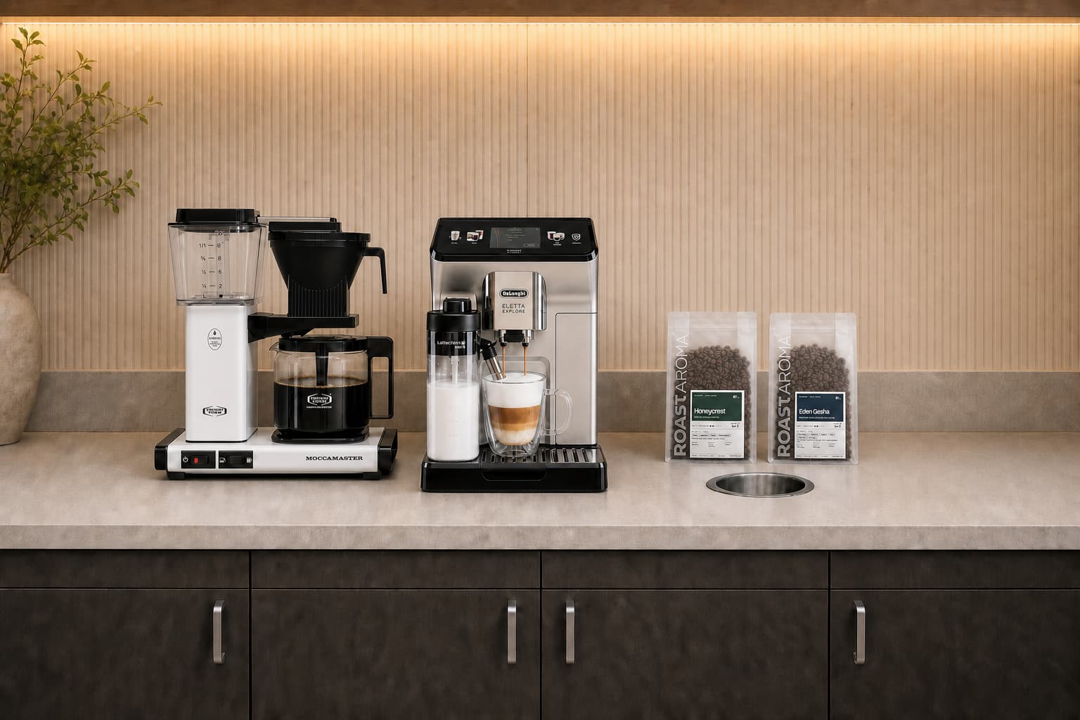 A specialty RoastAroma office coffee station