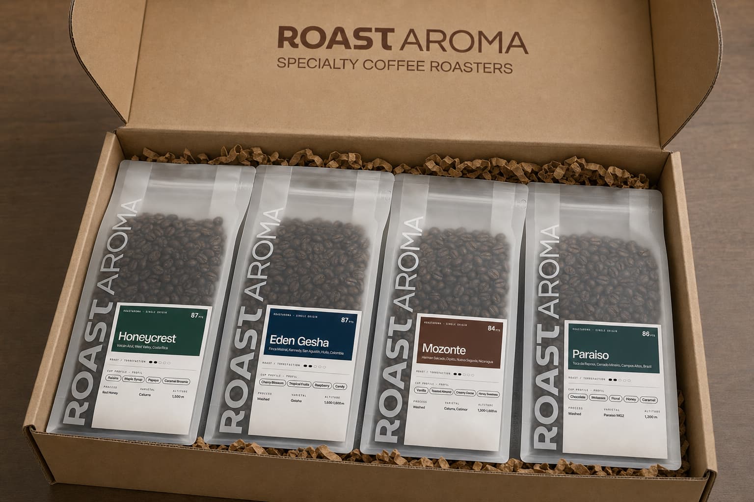 Fresh-roasted coffee at the RoastAroma roastery in Ajax