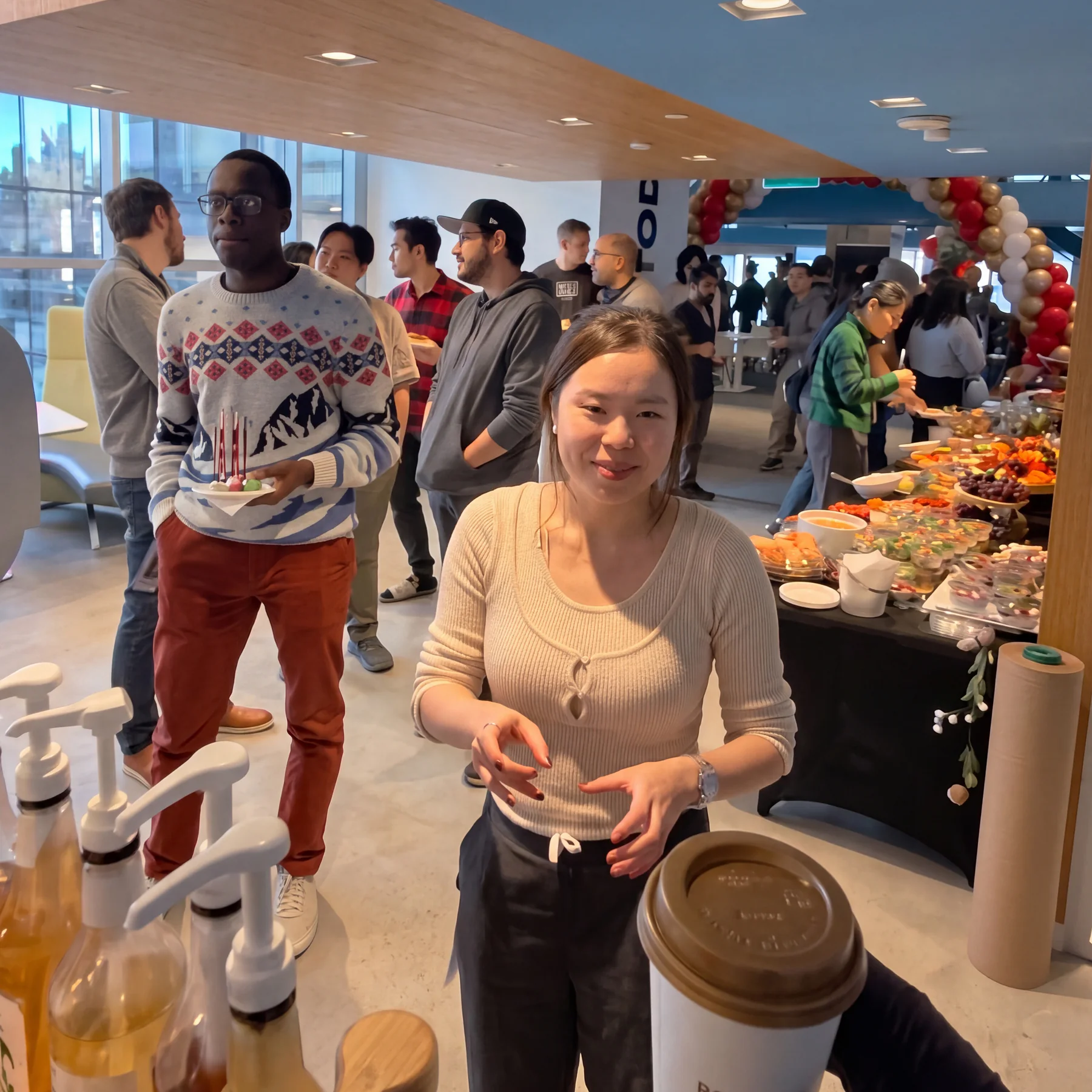 A guest accepting coffee during a live event
