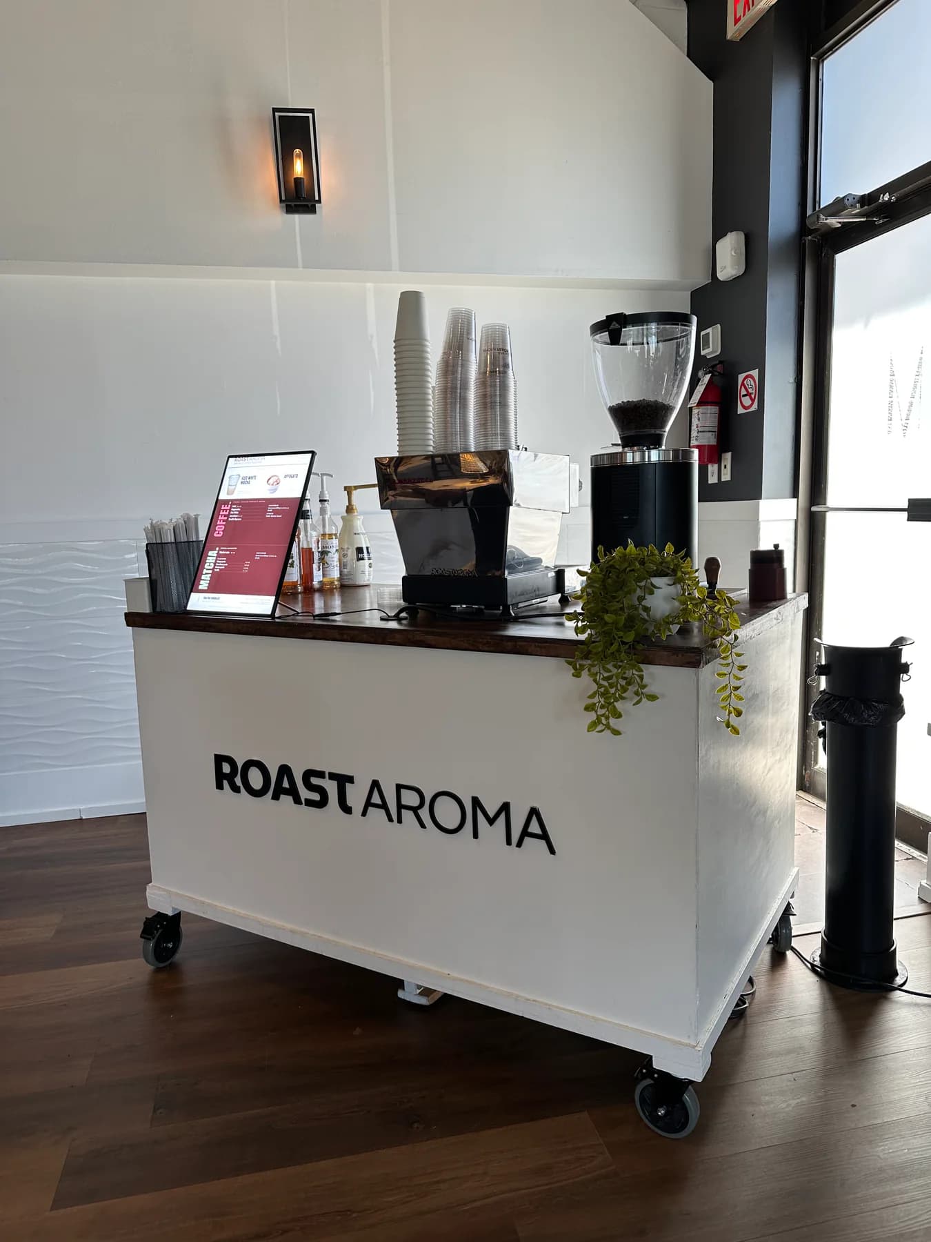 RoastAroma coffee cart set up at a bridal shower